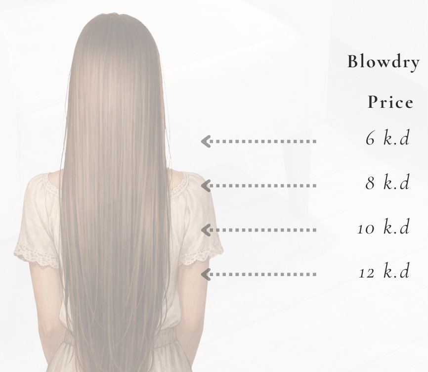 Blowdry pricing by hair length